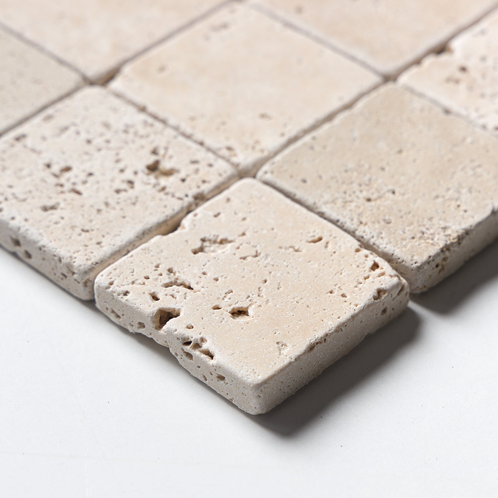 Chiaro Tumbled 2x2 Travertine Mosaics 12x12 Travertine Tumbled 12x12 Mosaics — 4
