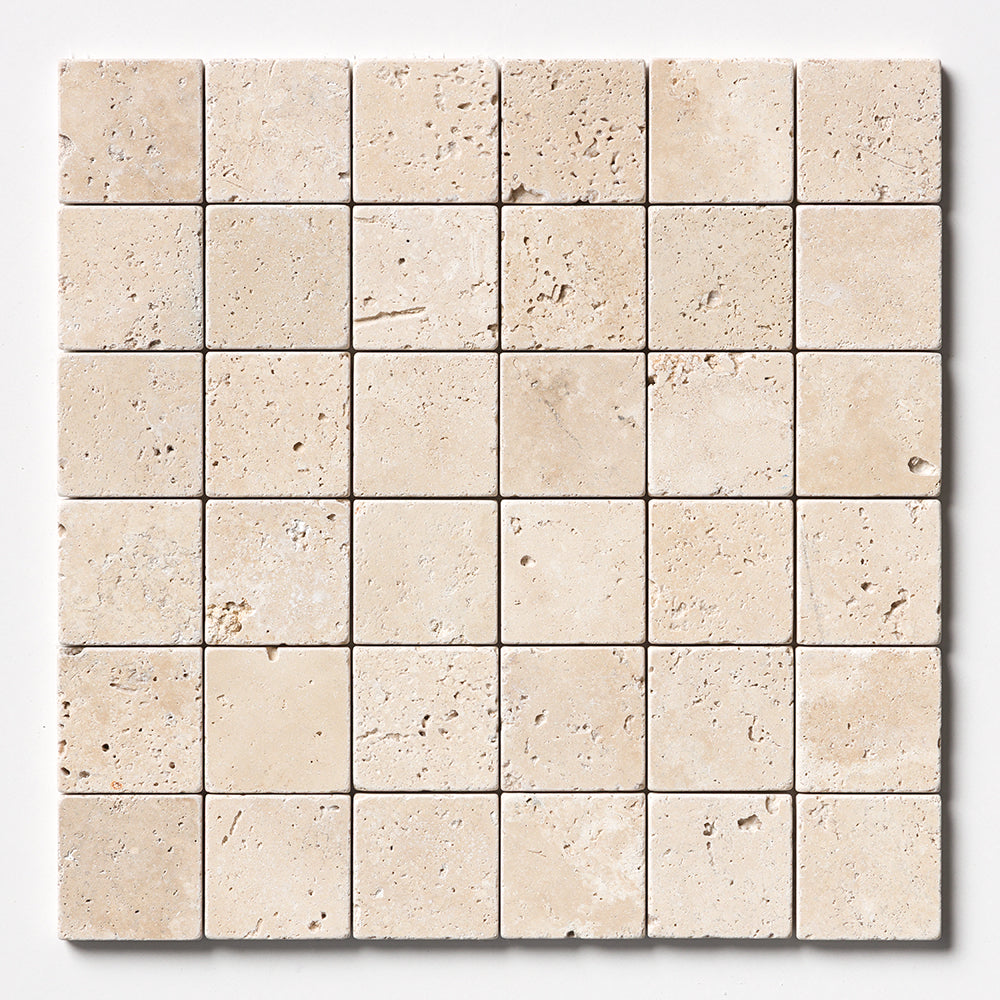 Chiaro Tumbled 2x2 Travertine Mosaics 12x12 Travertine Tumbled 12x12 Mosaics