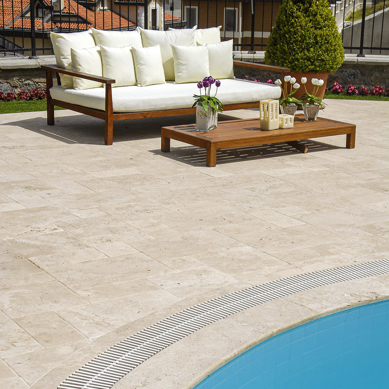 Chiaro Tumbled Travertine Pavers French Pattern Travertine Tumbled Various Pavers — 2