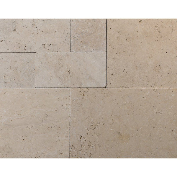 Chiaro Tumbled Travertine Pavers French Pattern