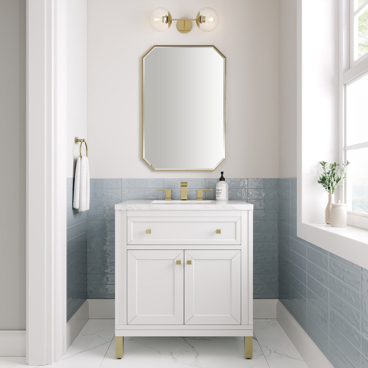 James Martin Chicago 30" Single Bathroom Vanity, Glossy White, cabinet without a countertop