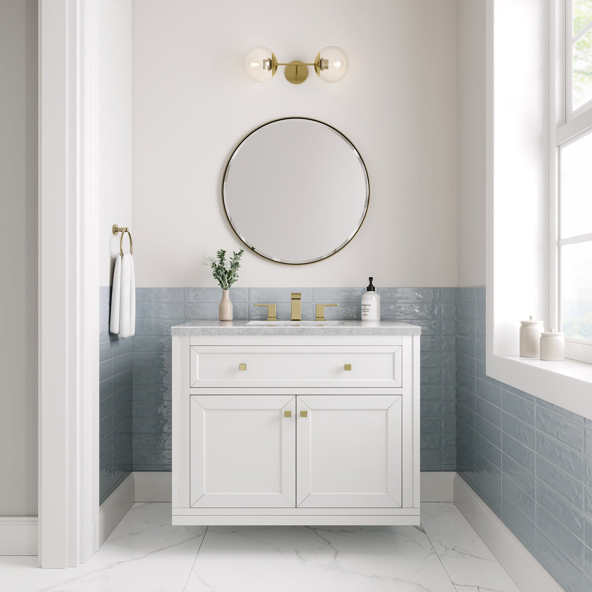 James Martin Chicago 36" Single Bathroom Vanity, Glossy White, cabinet without a countertop
