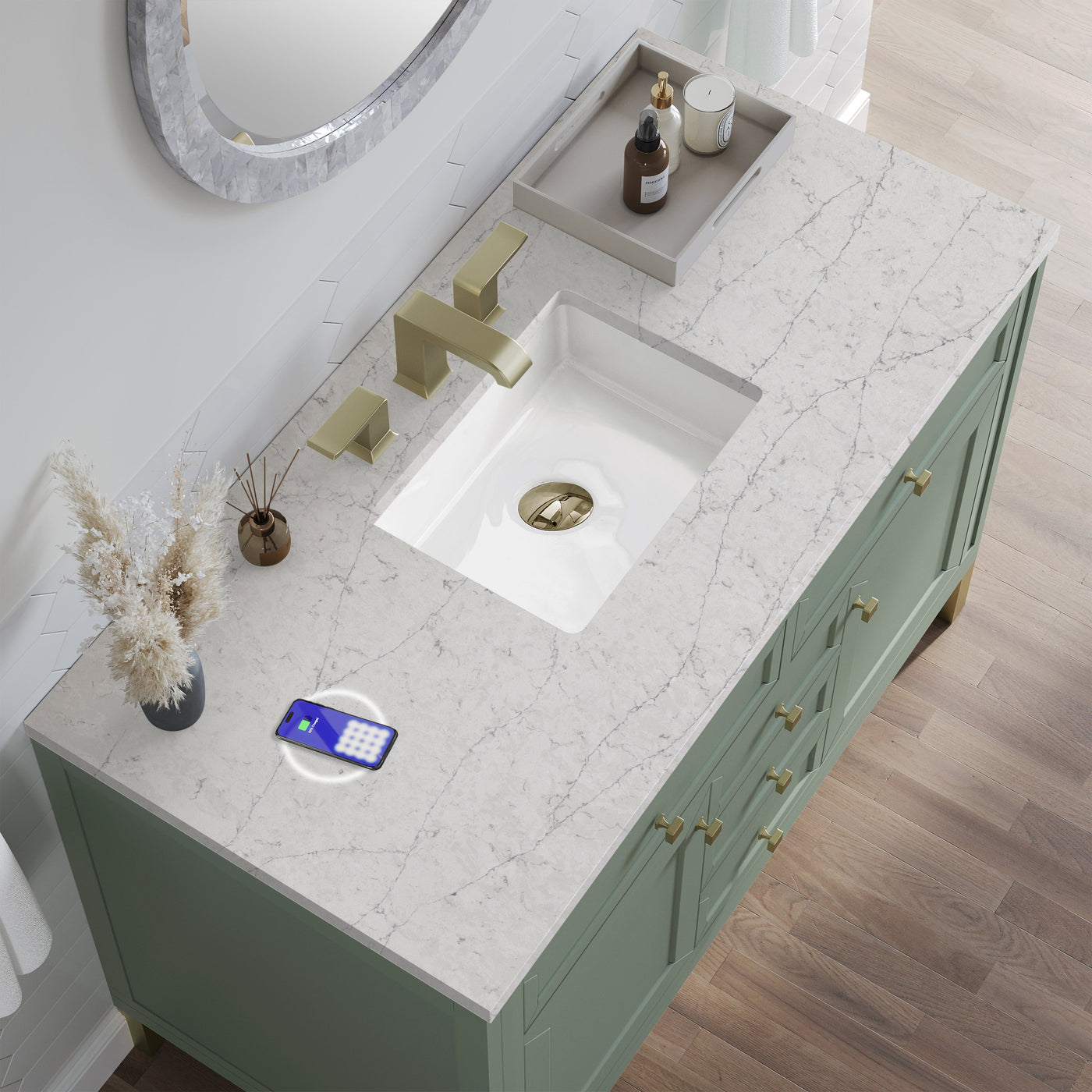 James Martin Chicago 48" Single Bathroom Vanity, Smokey Celadon by James Martin