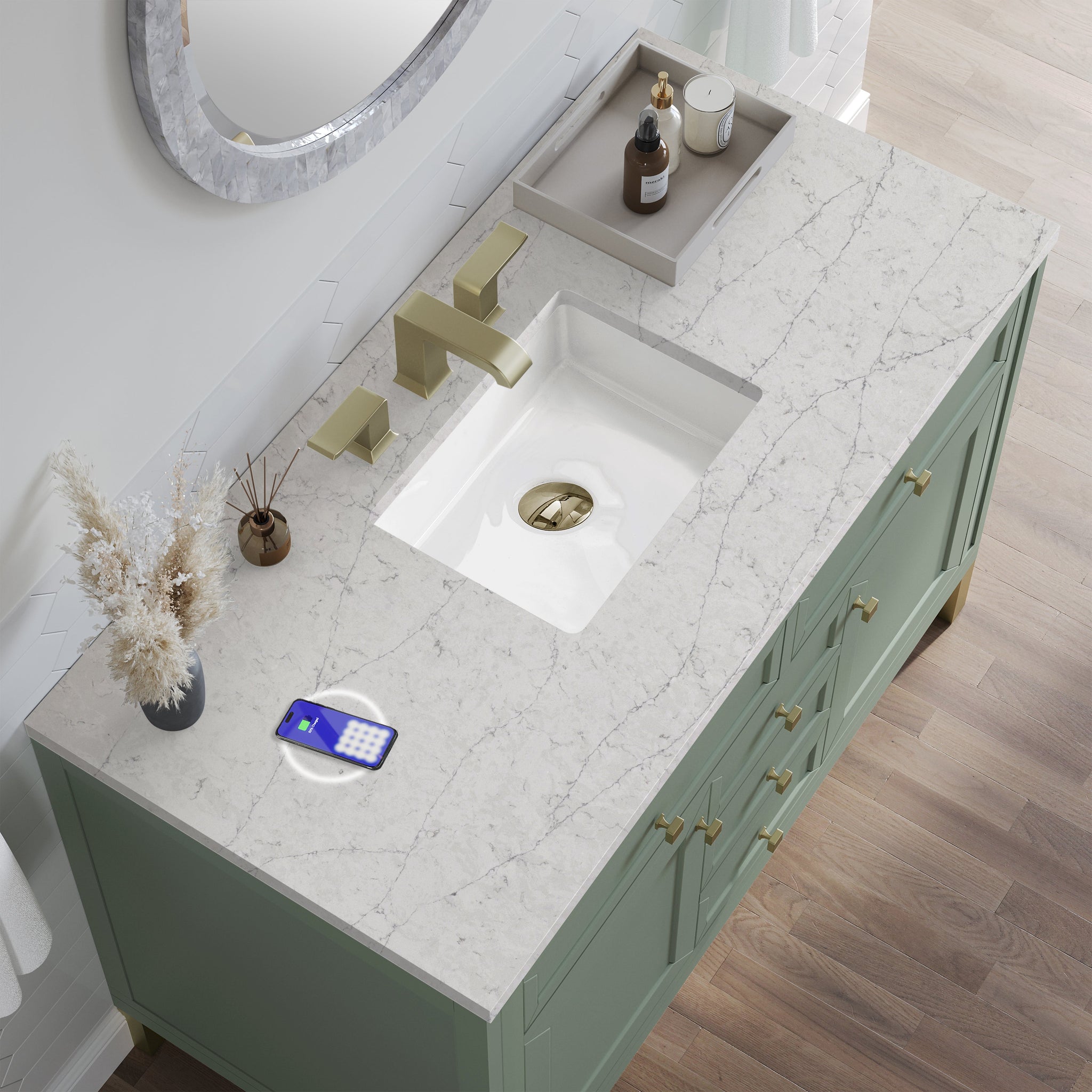 James Martin Chicago 48" Single Bathroom Vanity, Smokey Celadon by James Martin