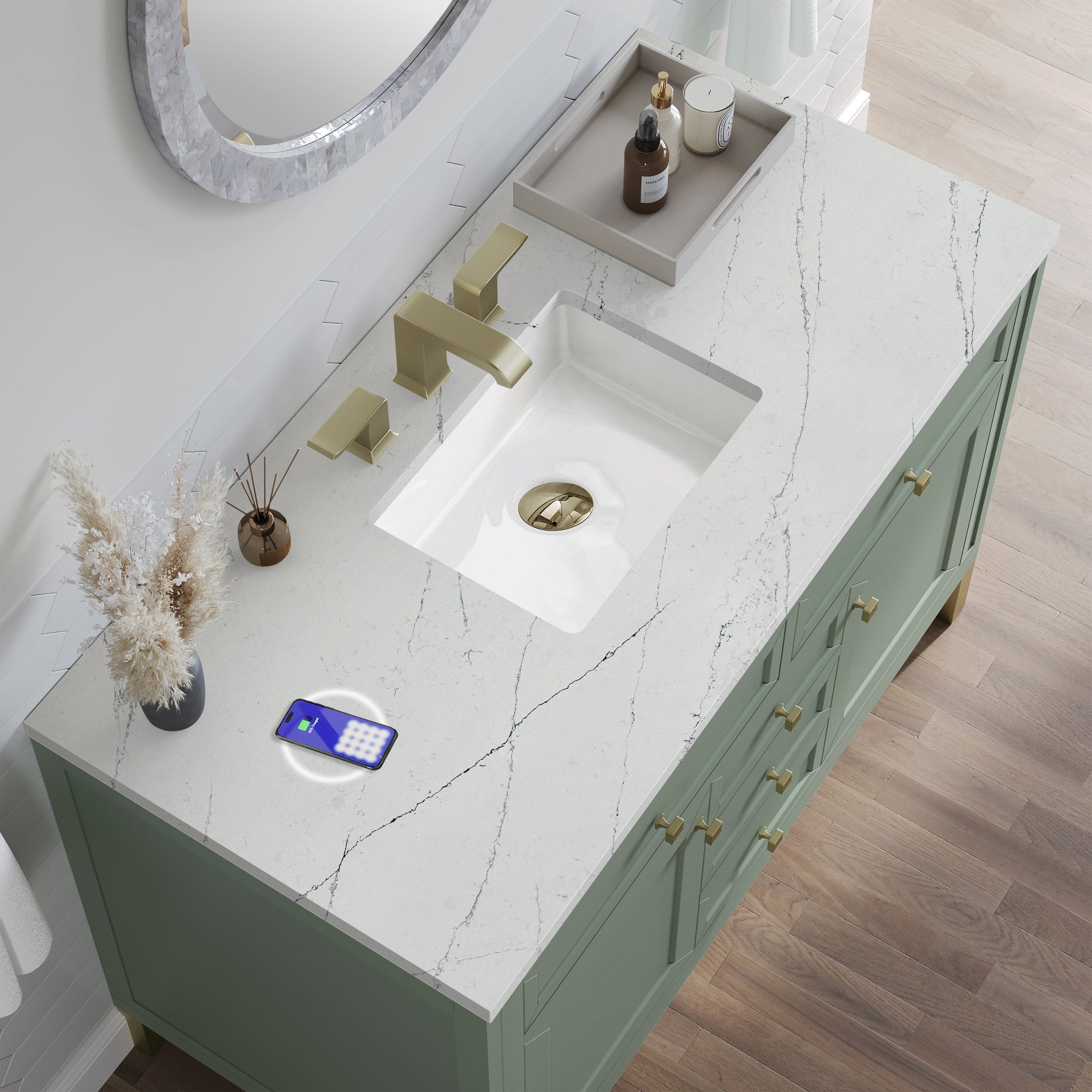 James Martin Chicago 48" Single Bathroom Vanity, Smokey Celadon by James Martin
