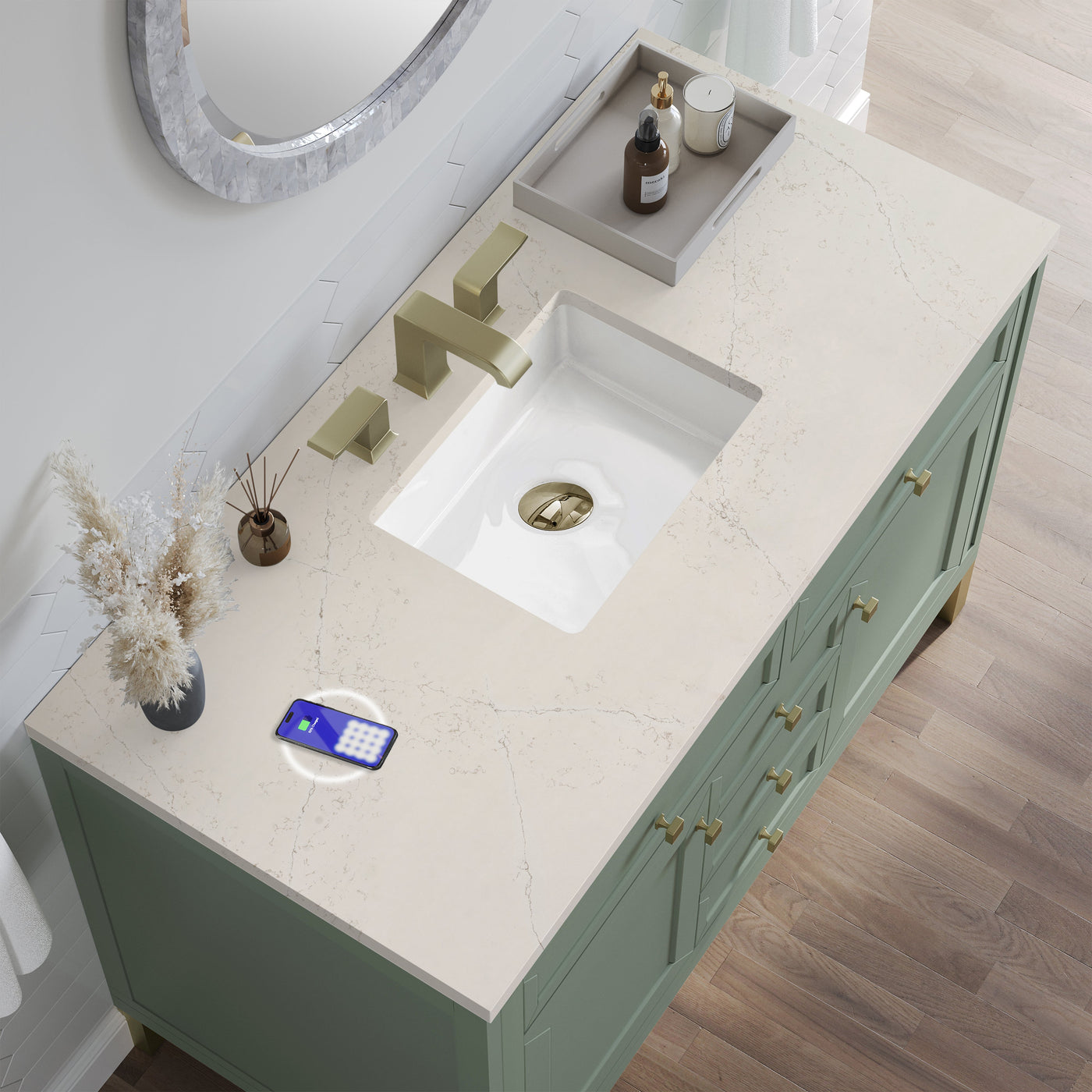 James Martin Chicago 48" Single Bathroom Vanity, Smokey Celadon by James Martin