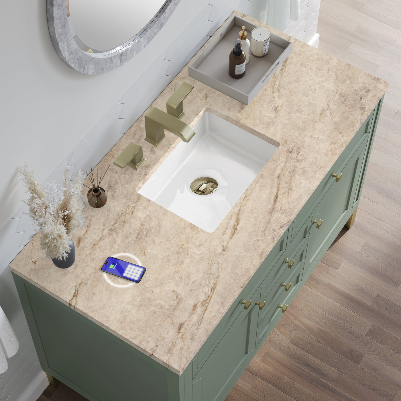 James Martin Chicago 48" Single Bathroom Vanity, Smokey Celadon by James Martin