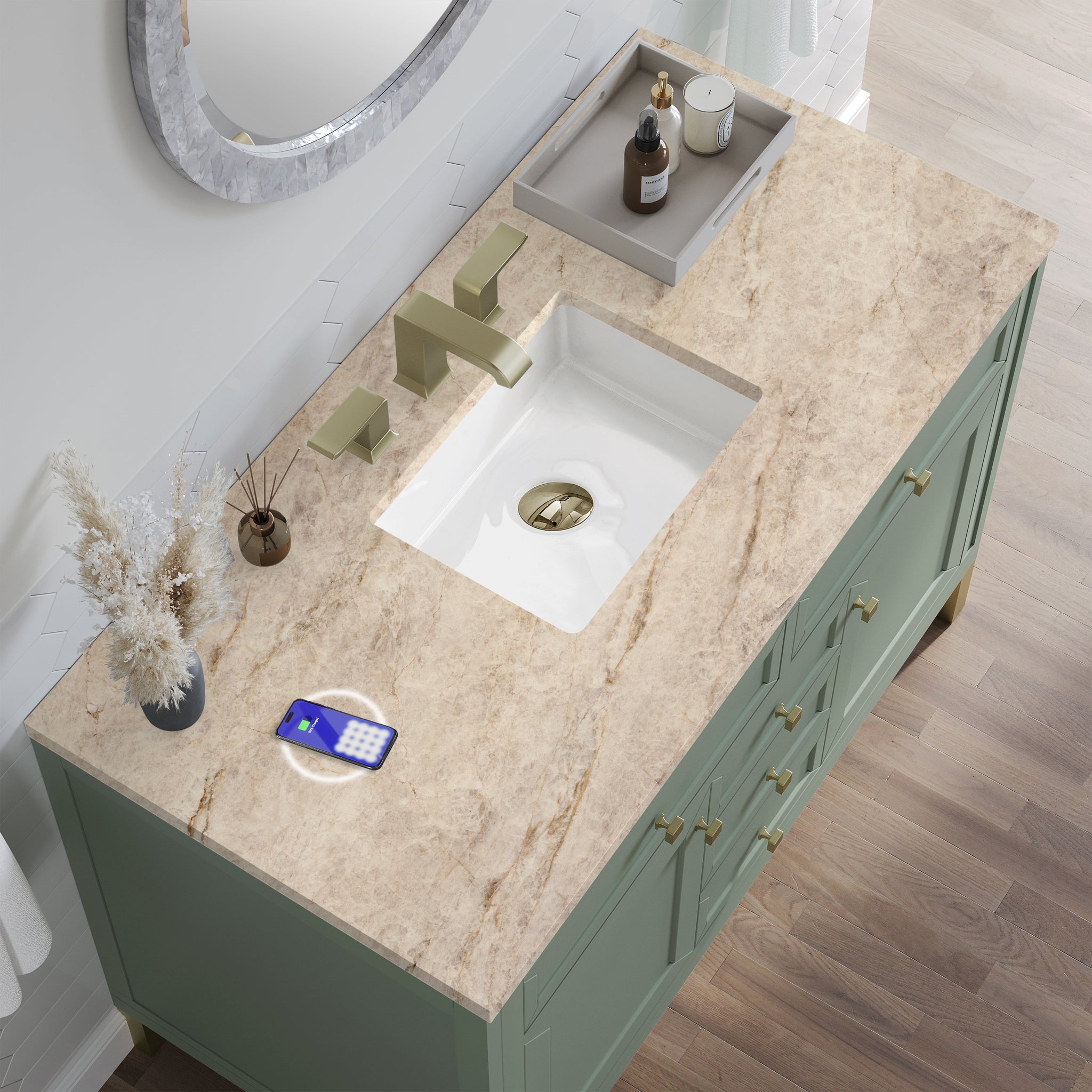 James Martin Chicago 48" Single Bathroom Vanity, Smokey Celadon by James Martin