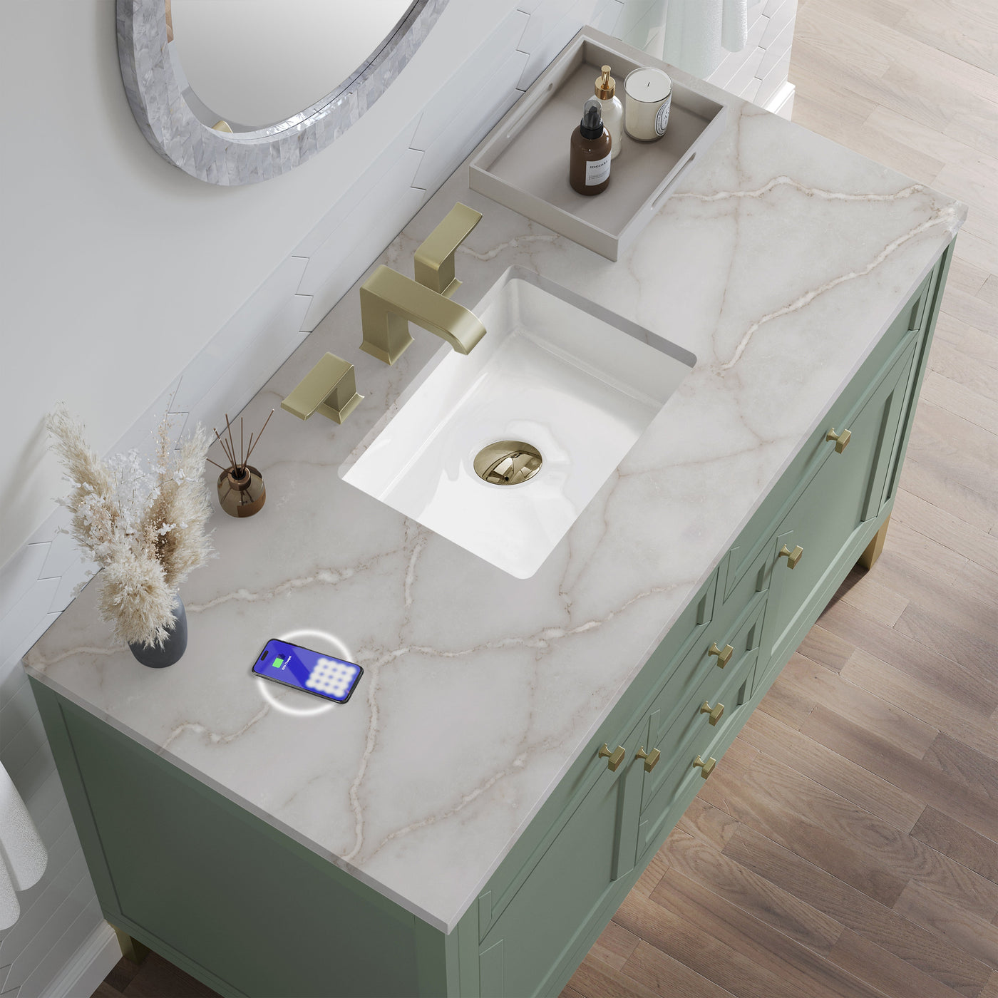 James Martin Chicago 48" Single Bathroom Vanity, Smokey Celadon by James Martin