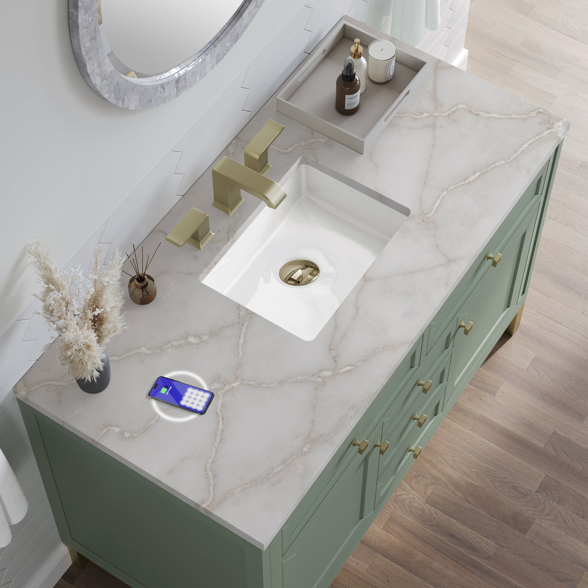 James Martin Chicago 48" Single Bathroom Vanity, Smokey Celadon by James Martin