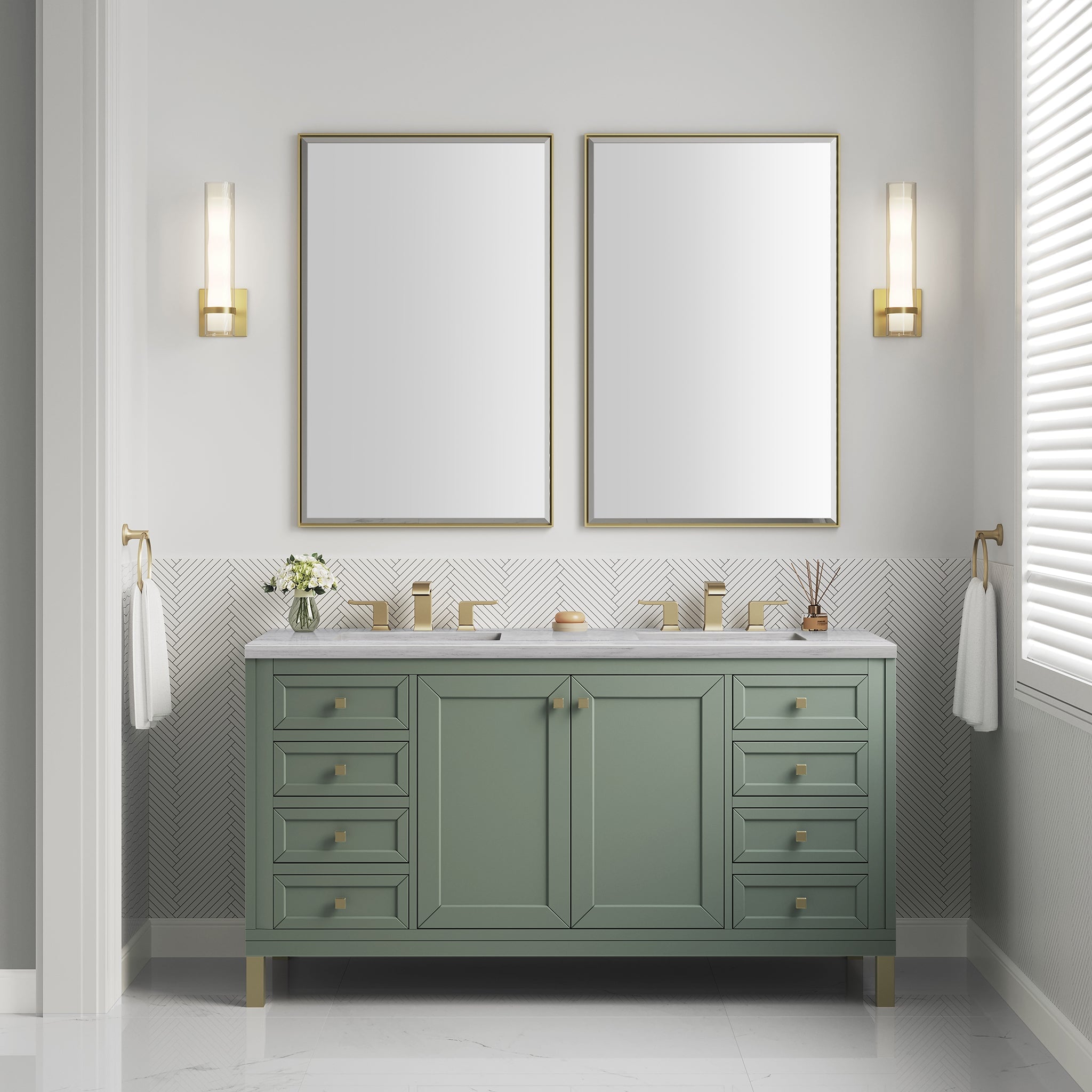 James Martin Chicago 60" Double Vanity Cabinet, Smokey Celadon by James Martin