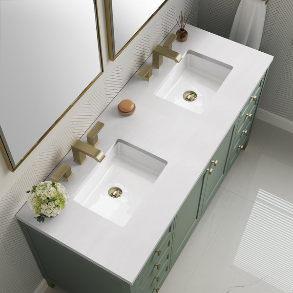James Martin Chicago 60" Double Bathroom Vanity, Smokey Celadon