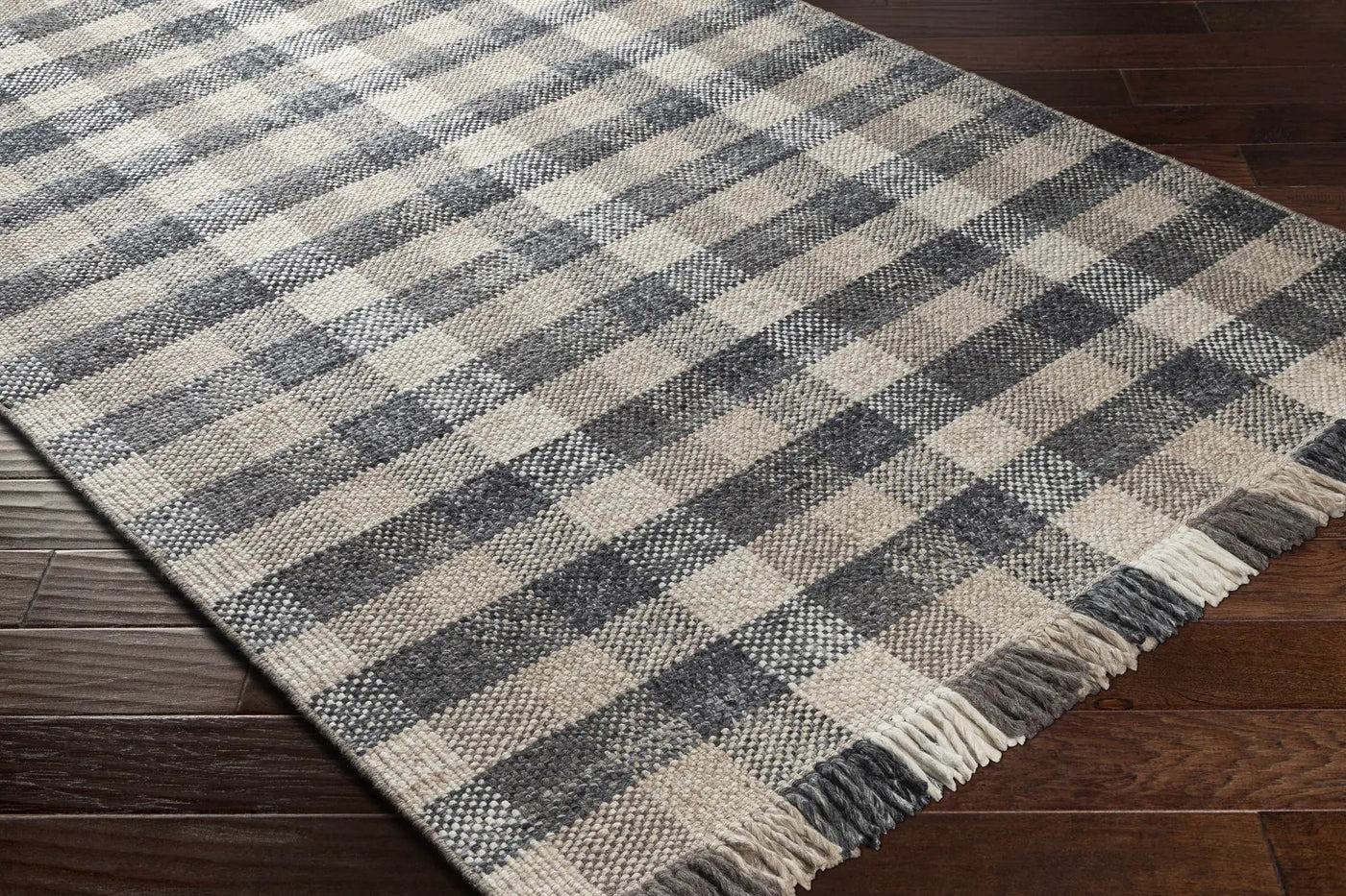 Chilliwack Gray Plaid Wool Rug by Boutique Rugs