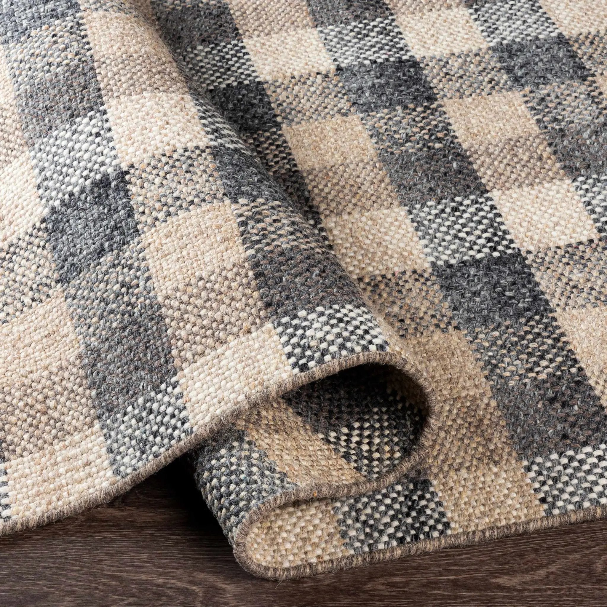 Chilliwack Gray Plaid Wool Rug by Boutique Rugs