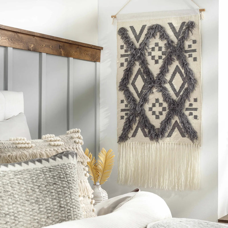 Chapelton Gray Geometric Textured Wall Hanging - Clearance by Boutique Rugs