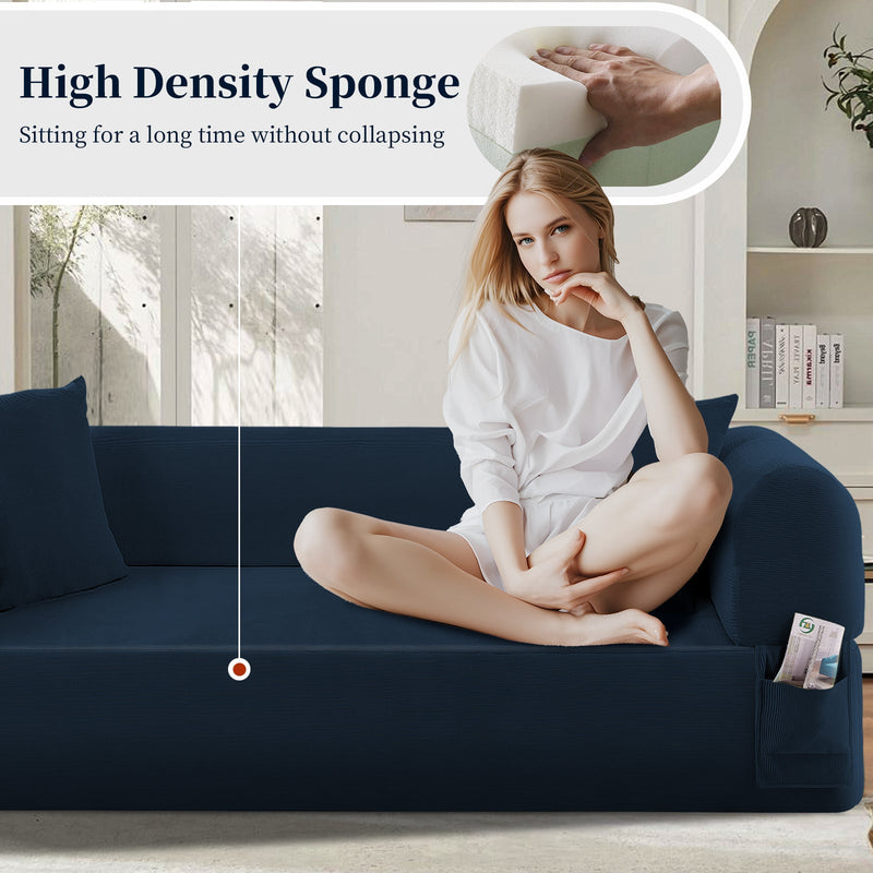 Spring Sofa with High-Quality Fabric and Storage - Blue, photo 3 of 8