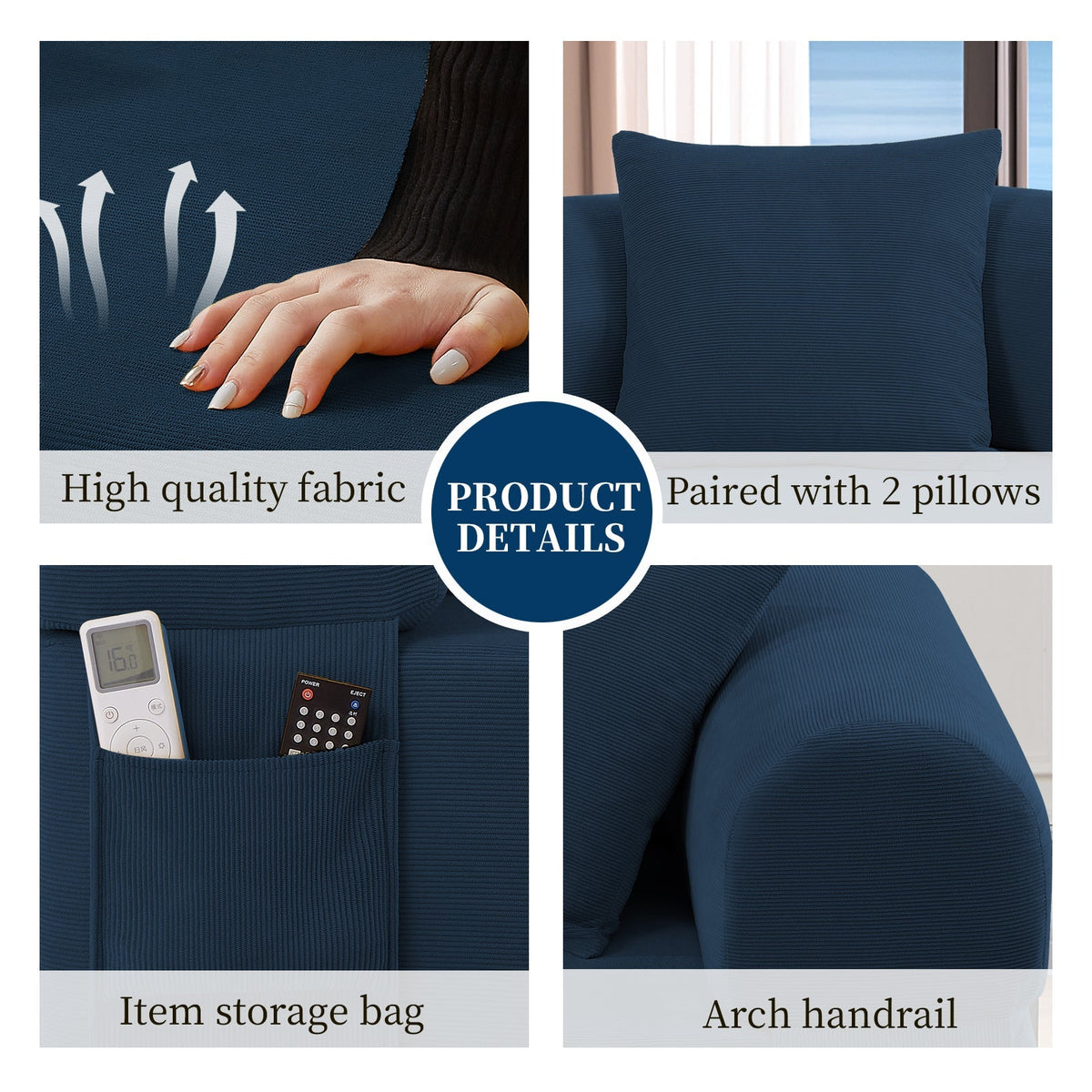 Spring Sofa with High-Quality Fabric and Storage - Blue, photo 5 of 8