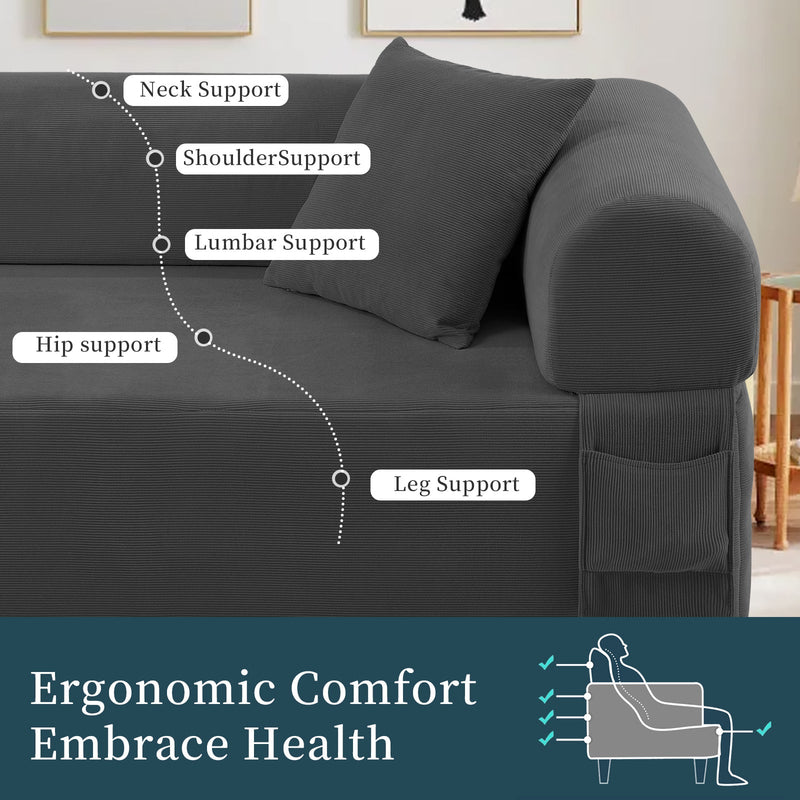 Spring Sofa with High-Quality Fabric and Storage - Gray, photo 7 of 8