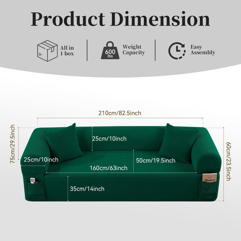 Spring Sofa with High-Quality Fabric - Green, photo 4 of 8