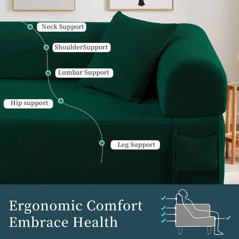 Spring Sofa with High-Quality Fabric - Green, photo 5 of 8