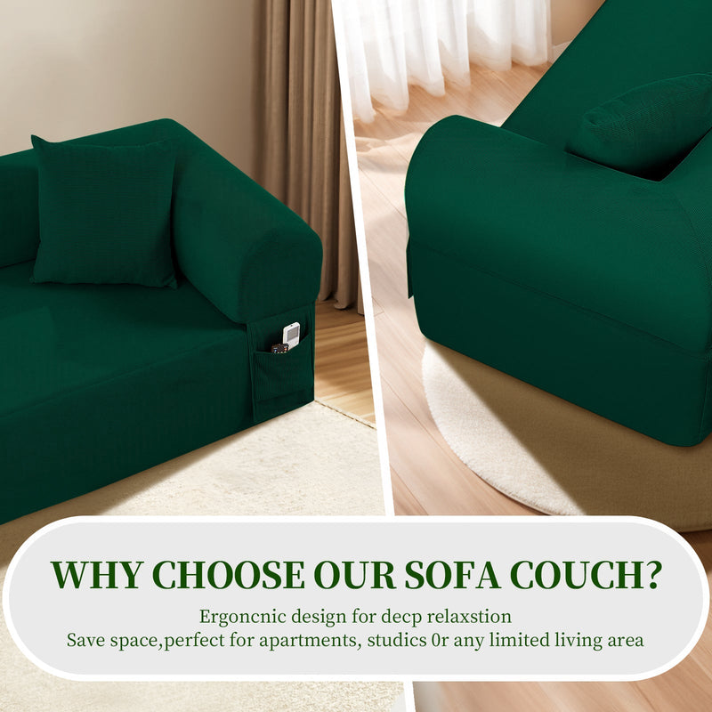Spring Sofa with High-Quality Fabric - Green, photo 6 of 8