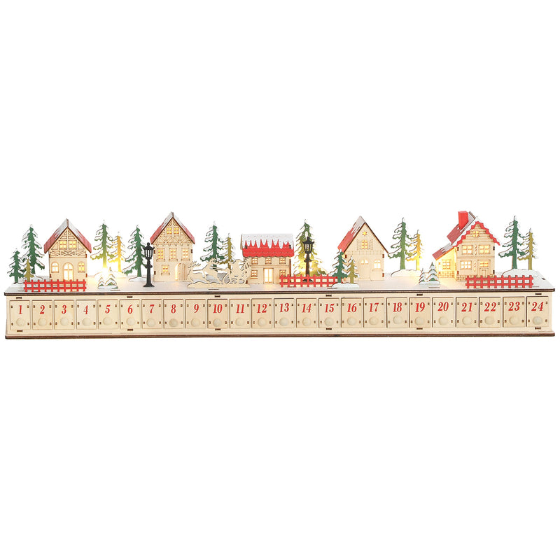 Christmas Advent Calendar with 24 Drawers and LED Lights, Natural Wood-Effect, photo 3 of 7