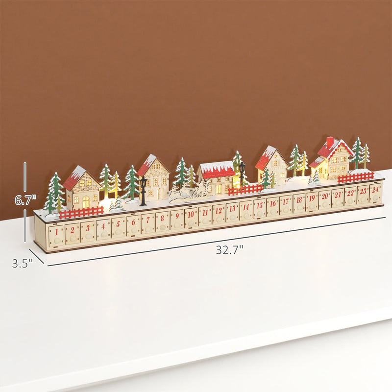 Christmas Advent Calendar with 24 Drawers and LED Lights, Natural Wood-Effect, photo 6 of 7