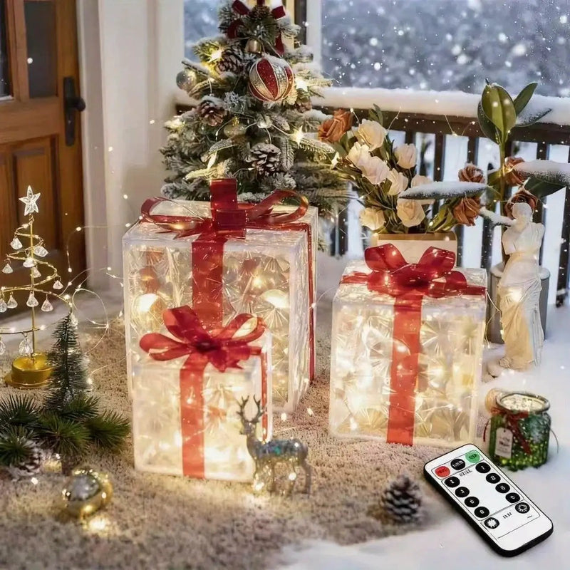 Christmas Glass String Lights Gift Box with 20 LEDs & 3 Modes by House Of Avana