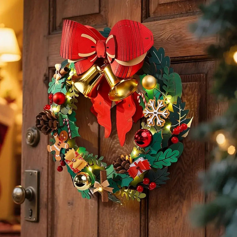 Christmas Puzzle Wreath Kit Door Decoration with Interlocking Pieces by House Of Avana
