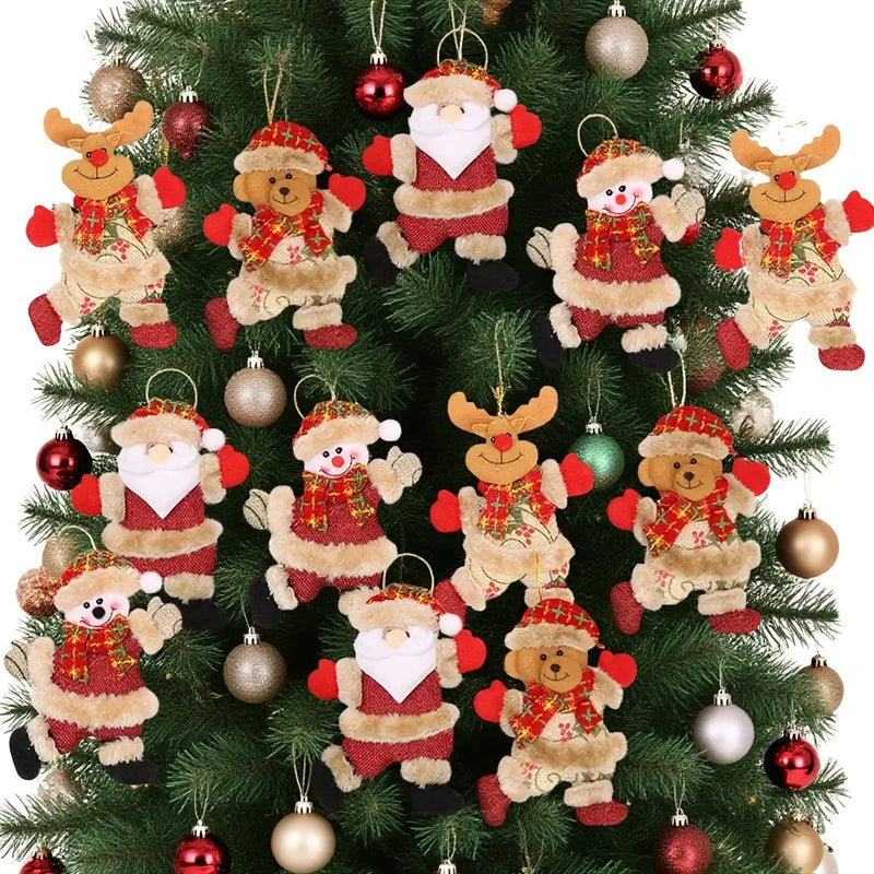 Christmas Tree Ornaments Set - 12pcs Figures with Red & Golden Accents by House Of Avana