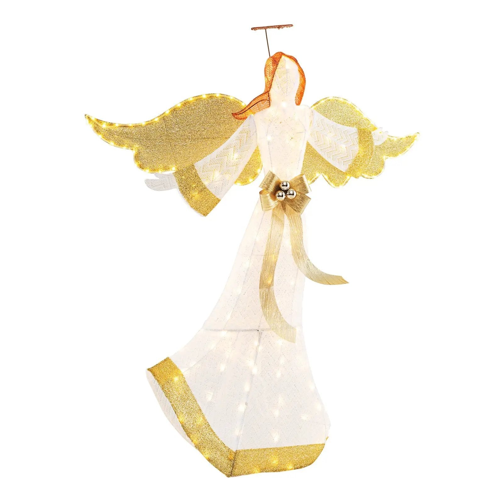 5.2 Feet Christmas Pre-Lit Angel with Halo Wings and 180 Warm White LED Lights by DirectDeals