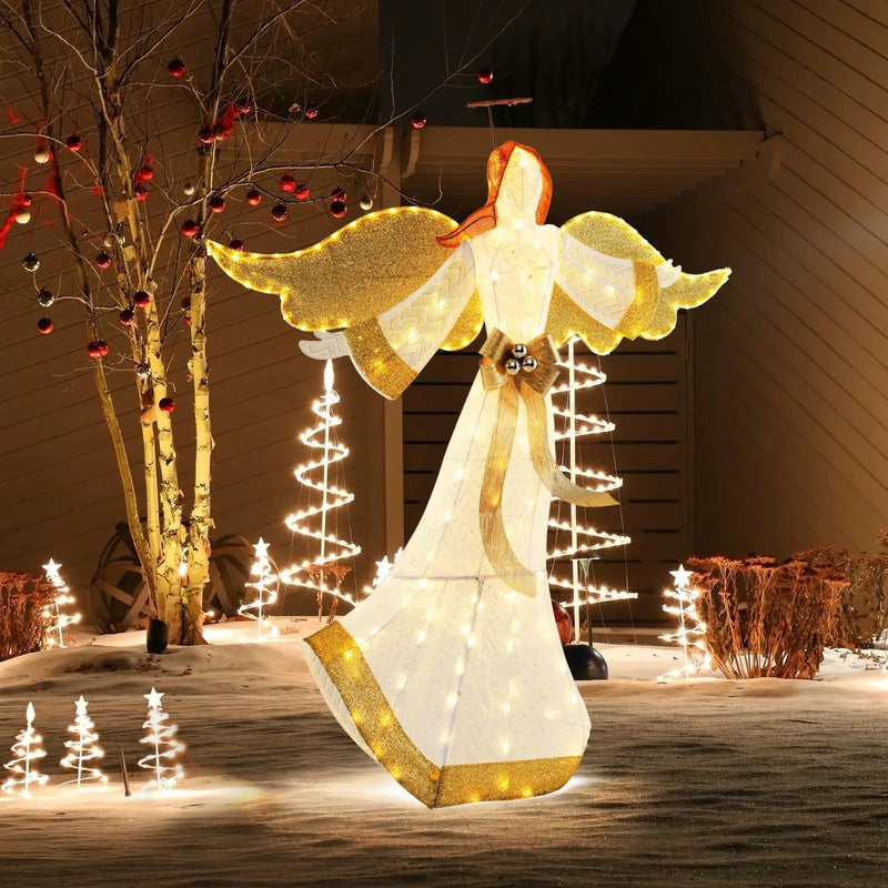 5.2 Feet Christmas Pre-Lit Angel with Halo Wings and 180 Warm White LED Lights by DirectDeals