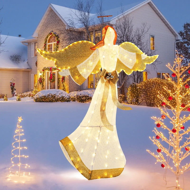 5.2 Feet Christmas Pre-Lit Angel with Halo Wings and 180 Warm White LED Lights by DirectDeals
