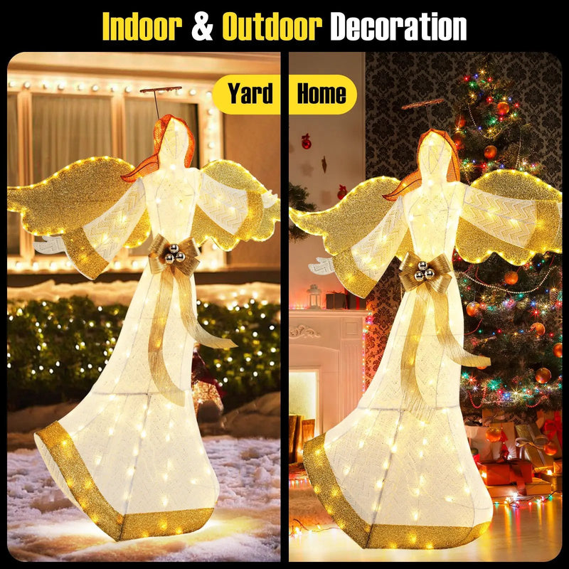 5.2 Feet Christmas Pre-Lit Angel with Halo Wings and 180 Warm White LED Lights by DirectDeals