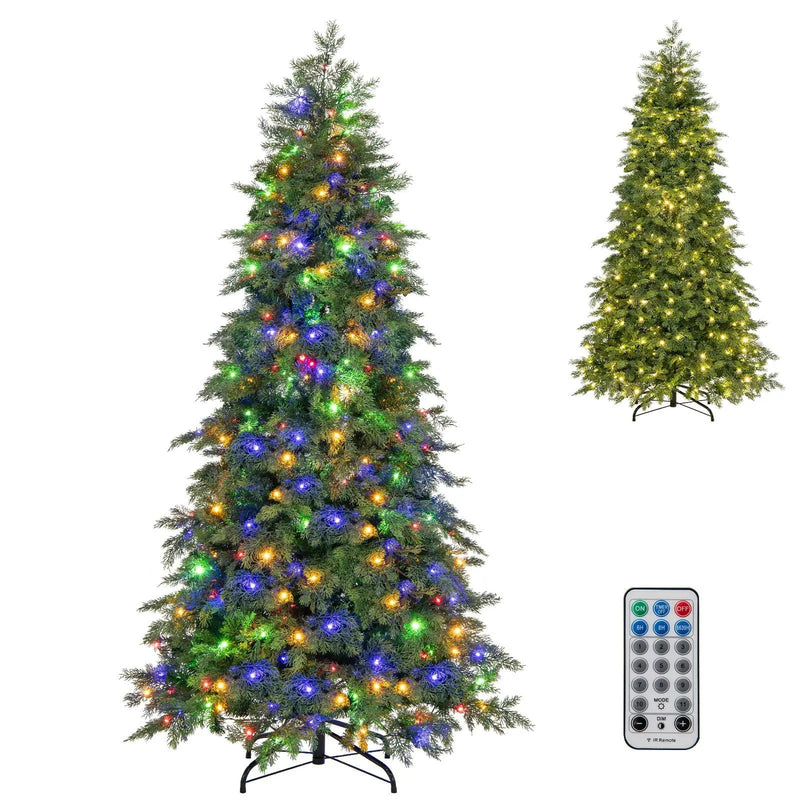 6/7.5 Feet Pre-Lit Artificial Christmas Tree with 11 Modes and Metal Stand by DirectDeals