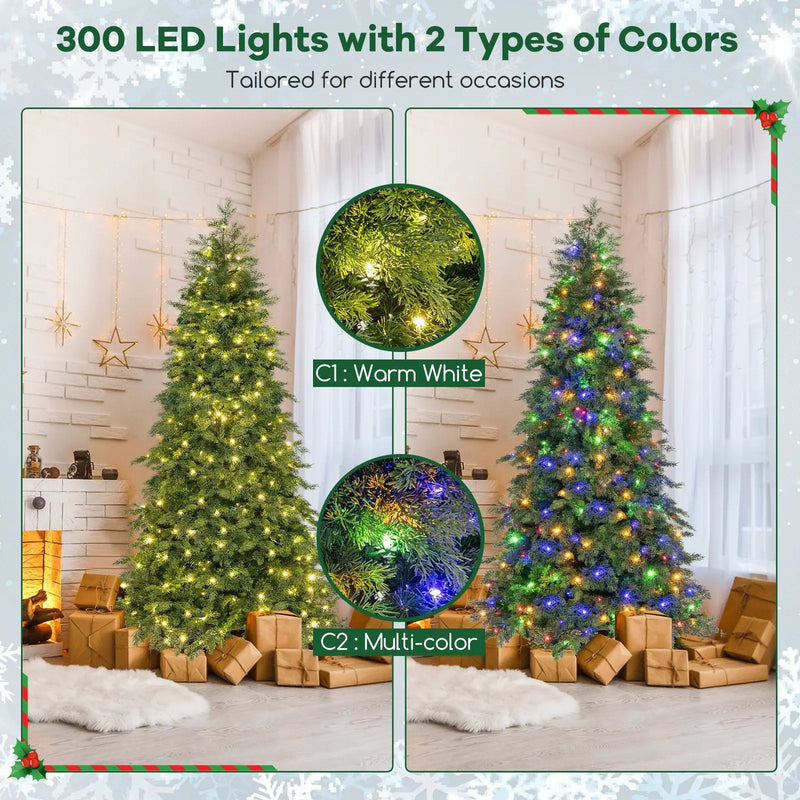 6/7.5 Feet Pre-Lit Artificial Christmas Tree with 11 Modes and Metal Stand by DirectDeals
