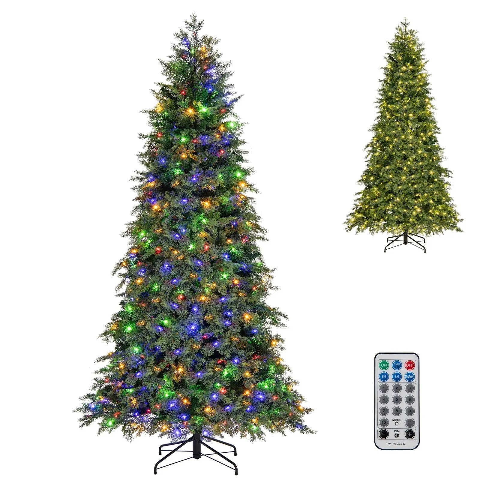 6/7.5 Feet Pre-Lit Artificial Christmas Tree with 11 Modes and Metal Stand by DirectDeals