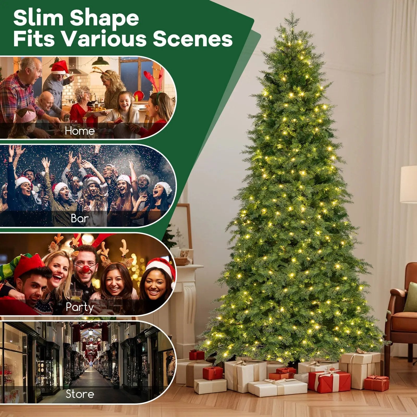 6/7.5 Feet Pre-Lit Artificial Christmas Tree with 11 Modes and Metal Stand by DirectDeals