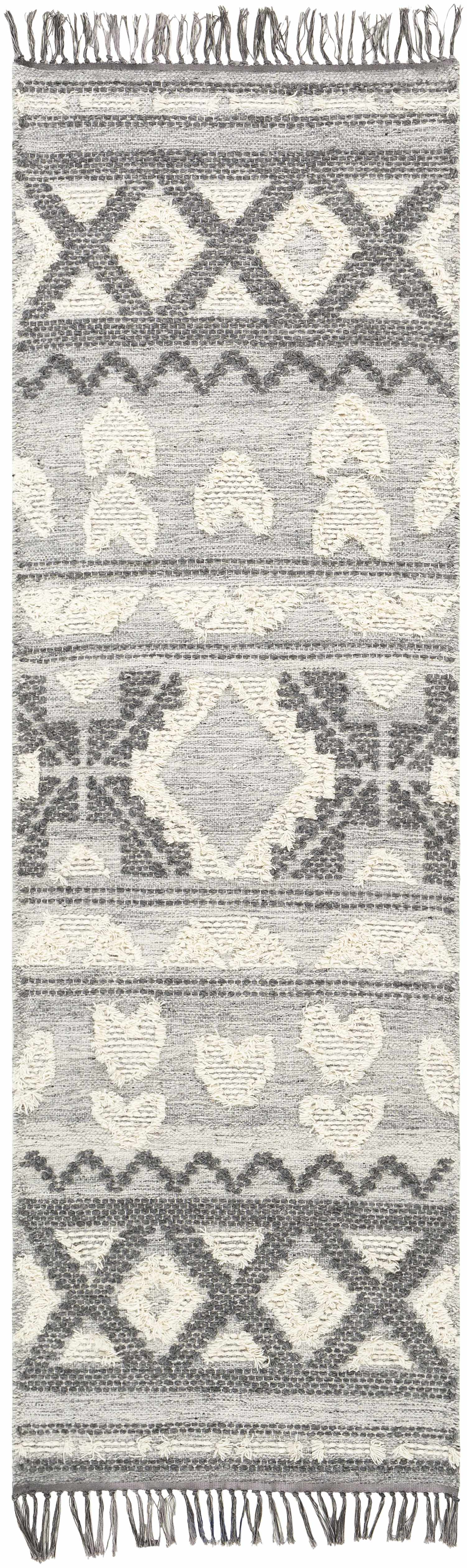 Gakona High-Low Cream&Charcoal Wool Rug - Clearance by Boutique Rugs