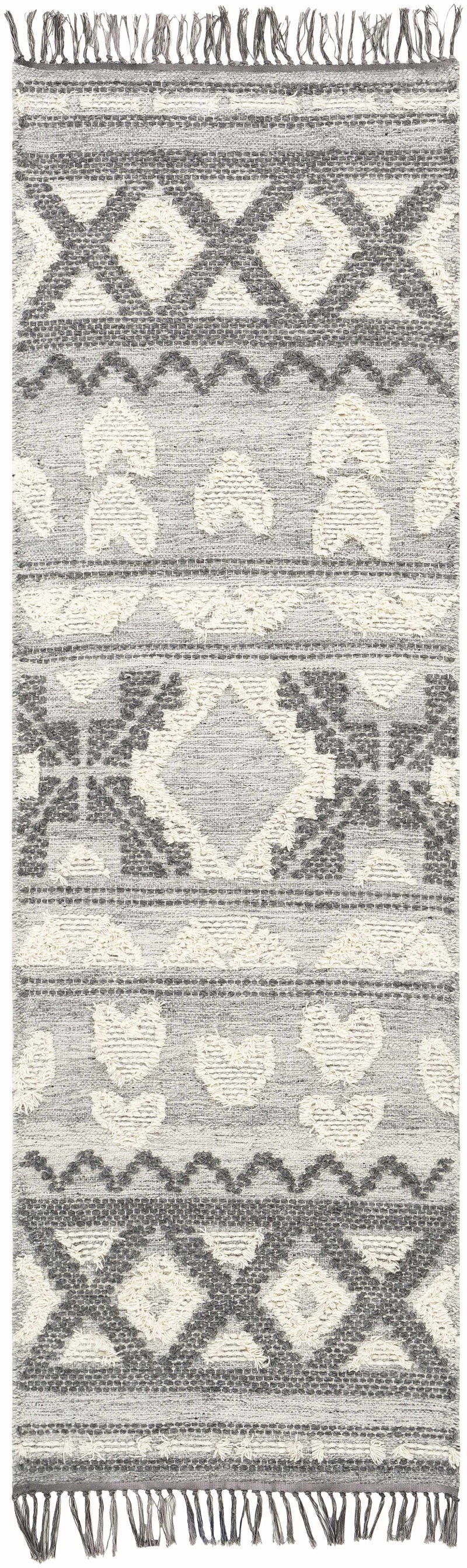Gakona High-Low Cream&Charcoal Wool Rug - Clearance by Boutique Rugs
