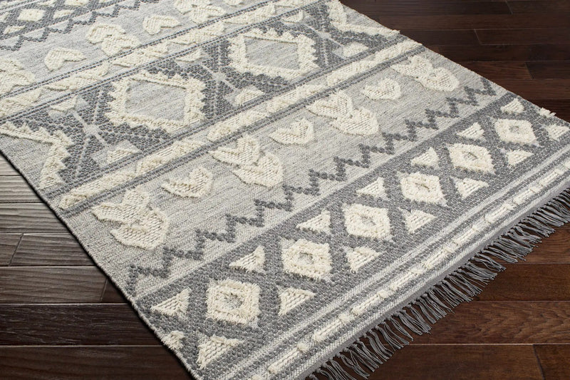 Gakona High-Low Cream&Charcoal Wool Rug - Clearance by Boutique Rugs