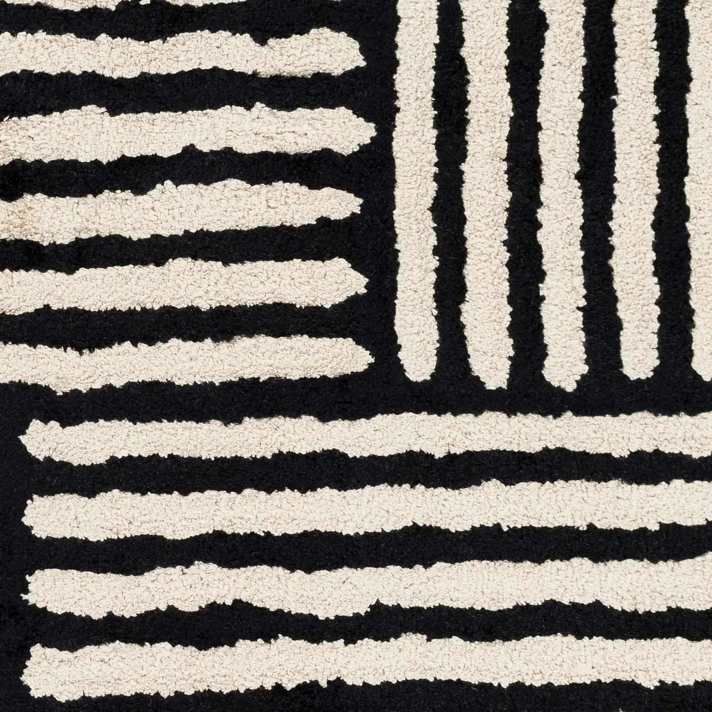 Black&White Striped Sheen Viscose Area Rug by Boutique Rugs