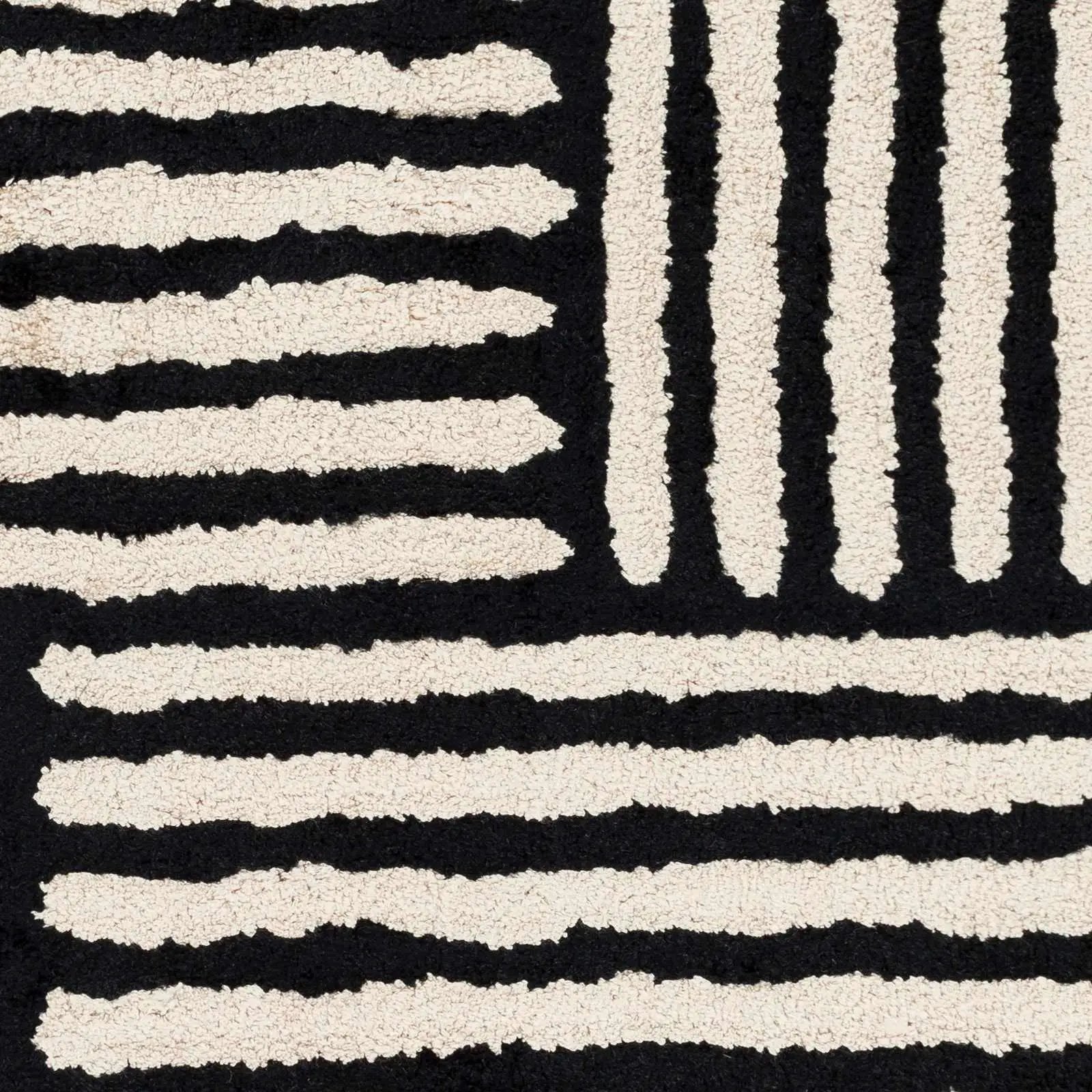 Black&White Striped Sheen Viscose Area Rug by Boutique Rugs