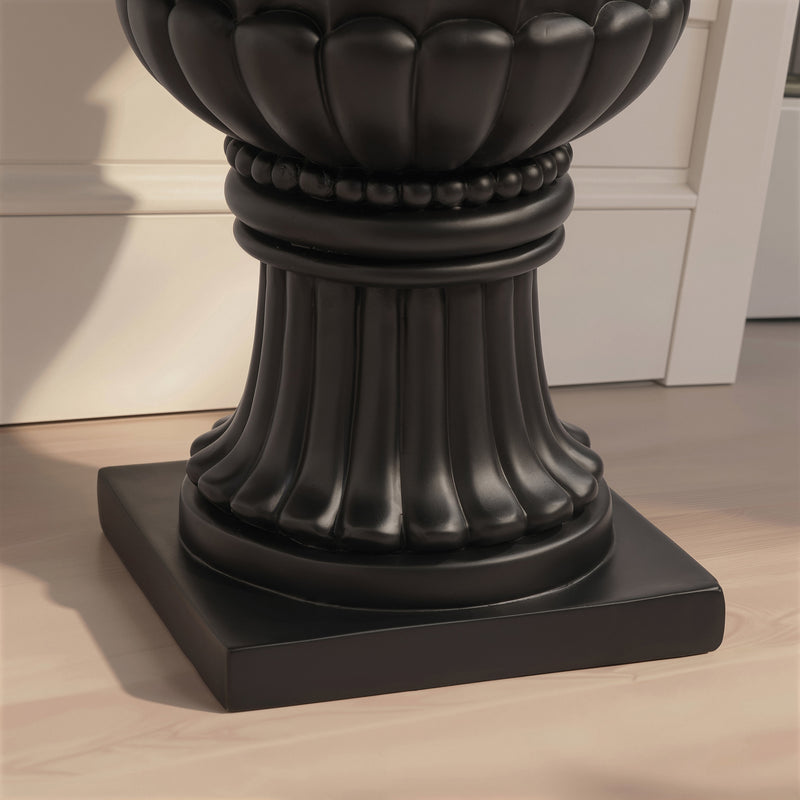 Large-Capacity European Pedestal Urn Outdoor Garden Planter - Black, photo 3 of 8