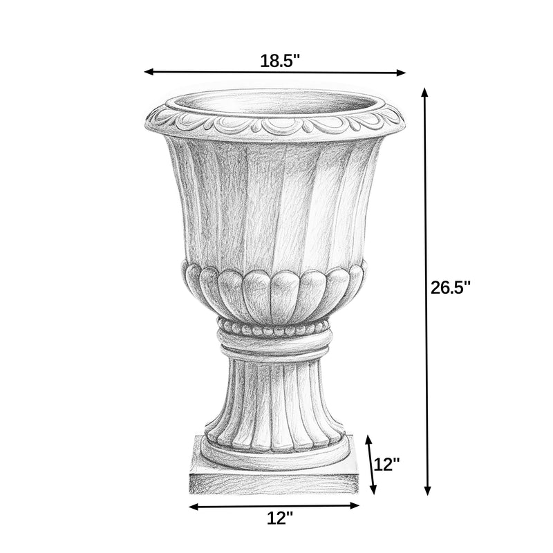 Large-Capacity European Pedestal Urn Outdoor Garden Planter - Black, photo 8 of 8