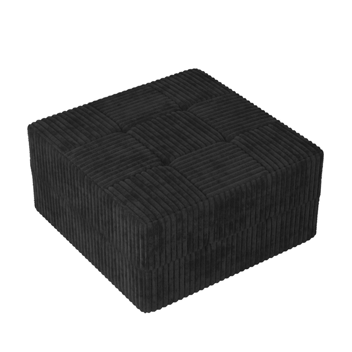 Modern Minimalist Ottoman Sofa Sleeper with Fabric Upholstery - Dark Gray or Black, photo 2 of 7