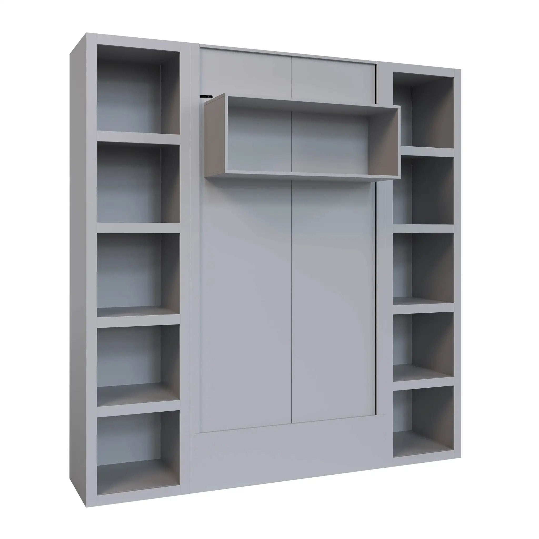 Easy-Lift Twin Murphy Wall Bed in Grey with Two Bookshelves by Sharicks