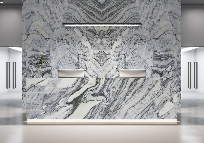 Cipollino Gray Honed Marble Slab Random 3/4 room scene