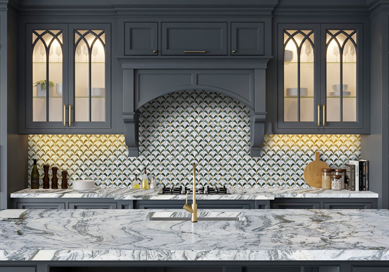 Cipollino Gray Honed Marble Slab Random 3/4 room scene 3