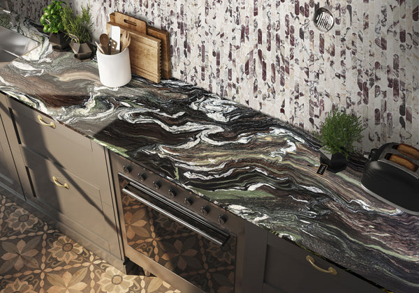 Cipollino Ondulato Honed Marble Slab Random room scene